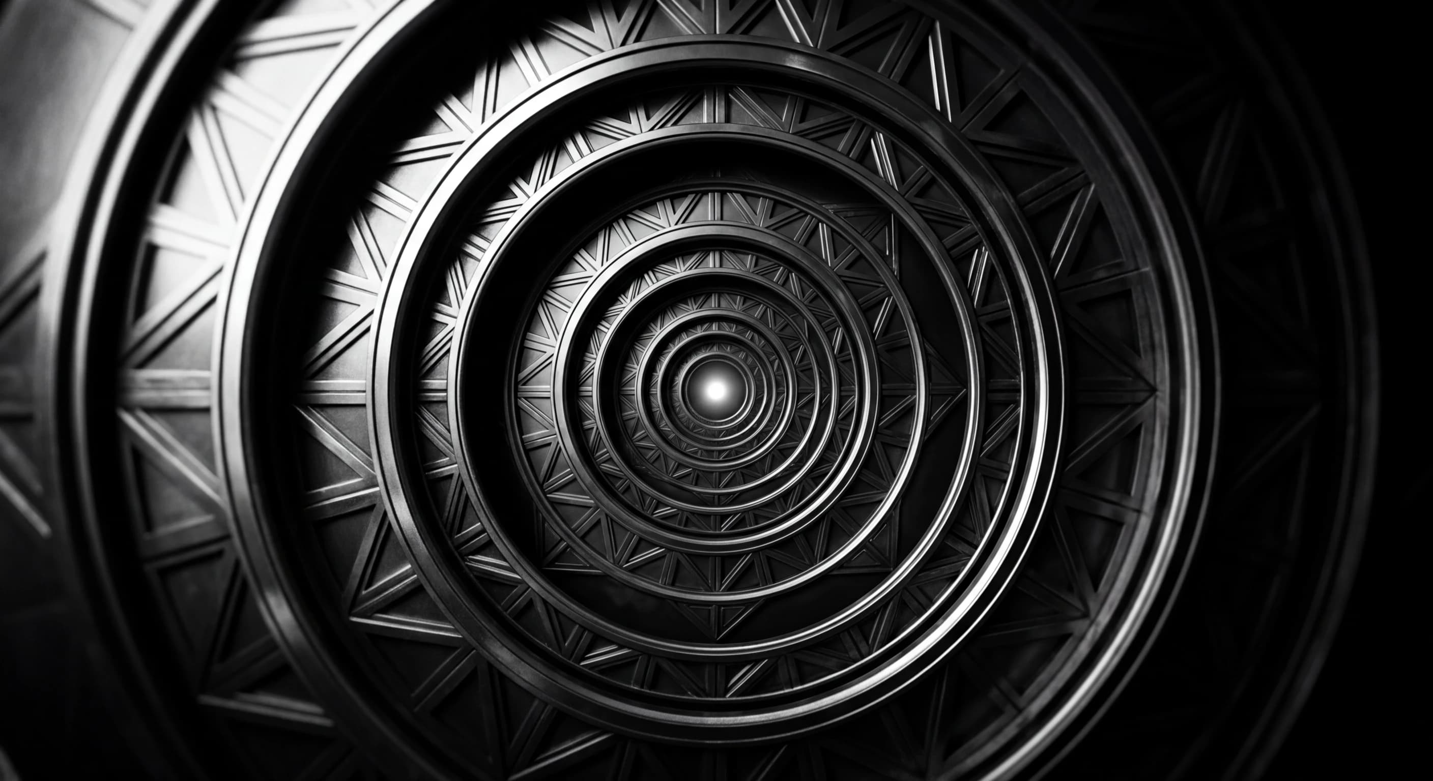 Abstract visualization of recursive self-improvement with geometric loops and evolving code structures
