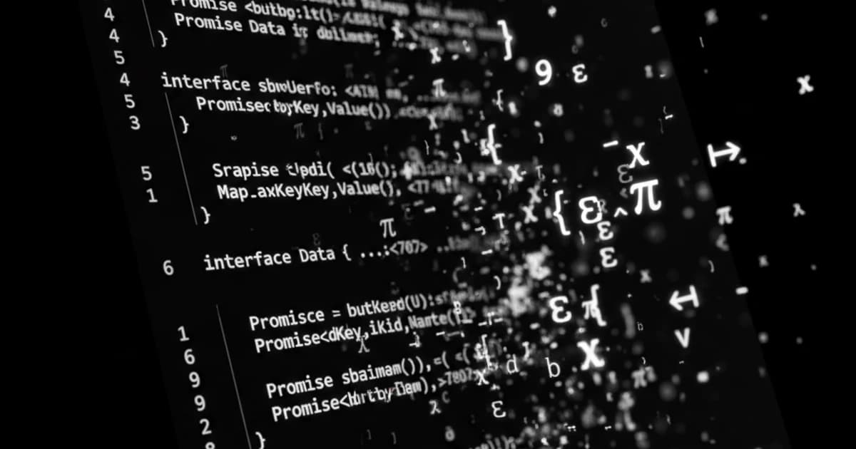 Abstract monochrome visualization of TypeScript code architecture and type system transformation